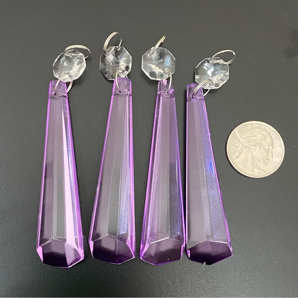 22pcs Lilac Lavender Purple 3.5” Icicle Drop Chandelier Prism Lamp Replacement - Picture 5 of 12